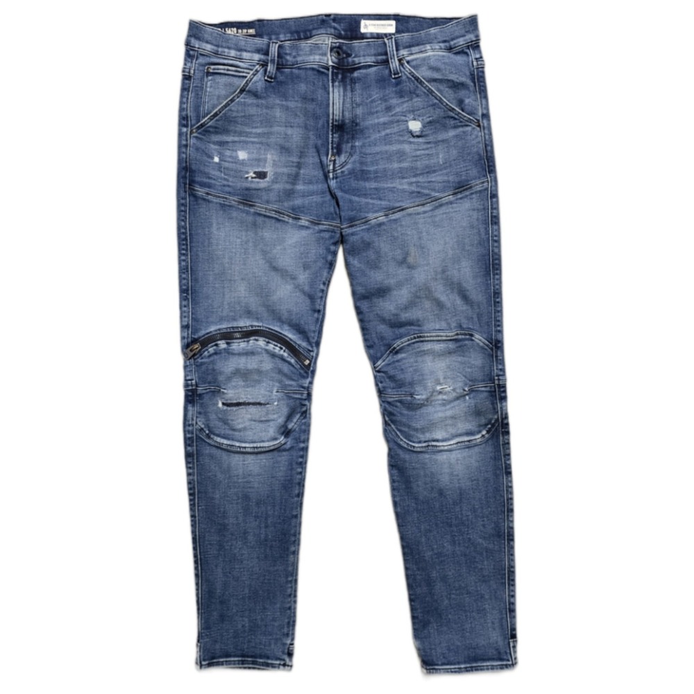 G-Star Raw 5620 3D Skinny Jeans Mens 36x32 Blue Distressed Stretch Rocker Moto